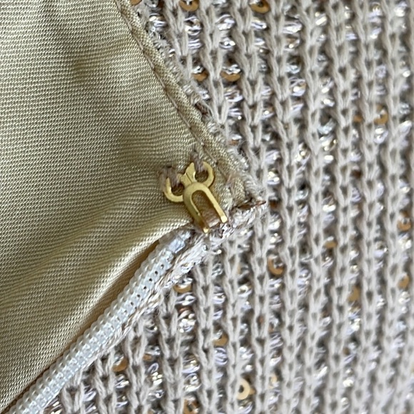 St. John gold sleeveless sheath dress with sequin accents - NWT - 6 - Picture 6 of 11